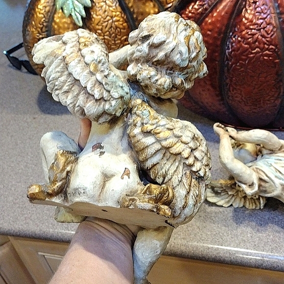 💖Vintage Toscano Boy Girl Angel Cherub Shelf Sitters - Picture 10 of 17